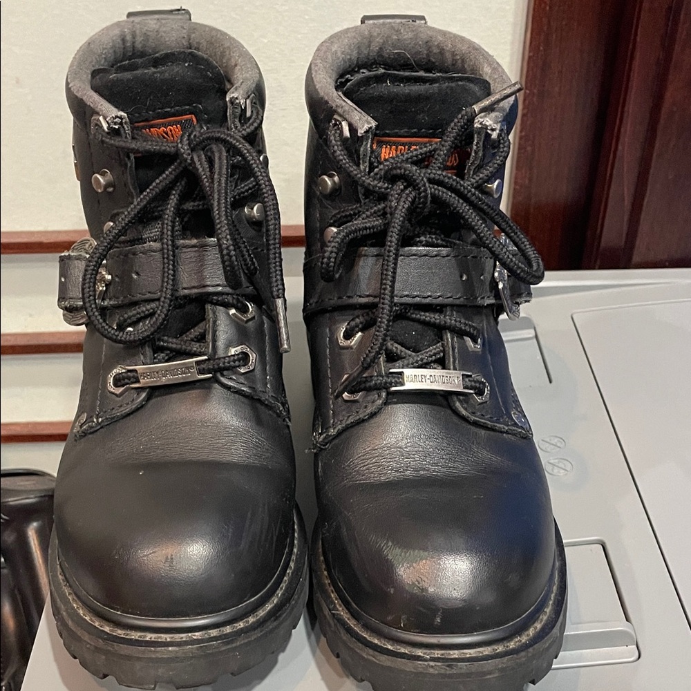 Vintage Y2K Harley-Davidson Unisex Black Leather Boots